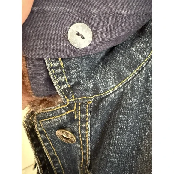 Vtg Kikit Jeans women's M denim jacket removable collar with faux fur NWT - Picture 7 of 16